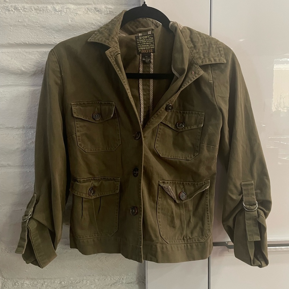 Lucky Brand green cargo military Utility Jacket